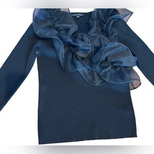 Boston Proper Black Ruffle Sweater